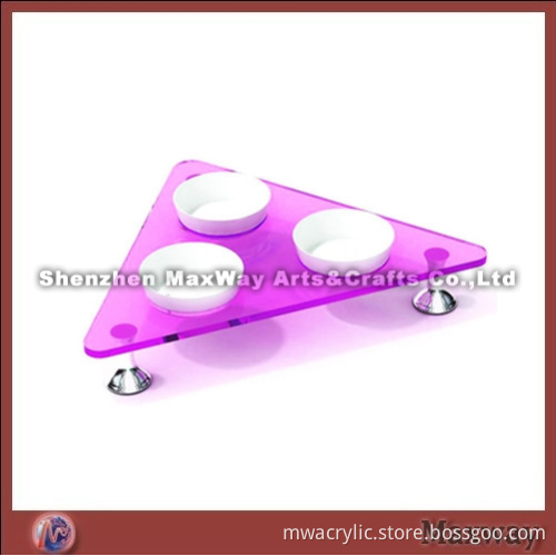 Triangle Colored Plastic Acrylic Pet Bowl Holder